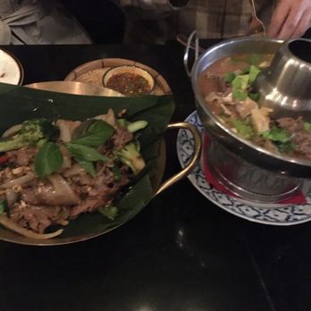 Valla Table - Left to right: drunken noodles and sukiyaki - Thai Near Me - New York, New York Valla Table - Left to right: drunken noodles and sukiyaki - Thai Near Me - New York, New York