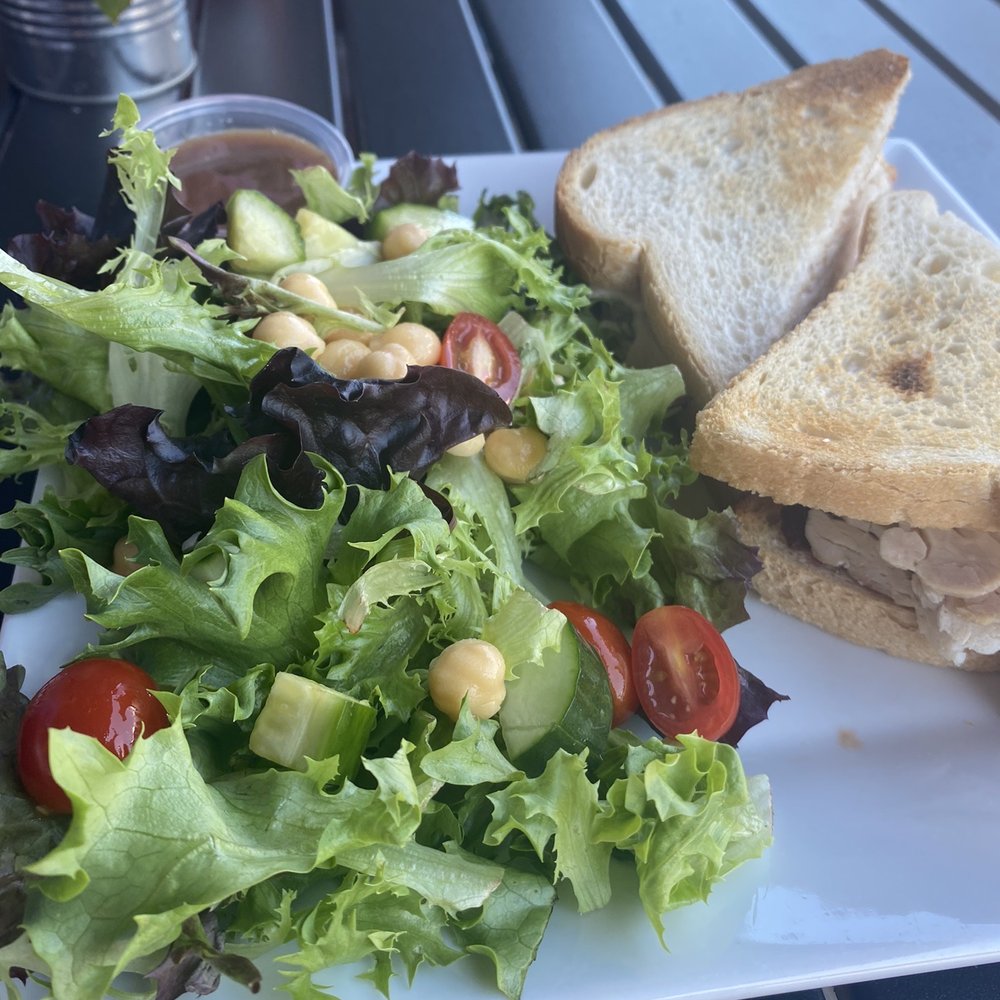 River Front Cafe - Cranberry Turkey sandwhich on sourdough with balsamic vinegar side salad.It was good - Cafes Near Me - Petaluma, California River Front Cafe - Cranberry Turkey sandwhich on sourdough with balsamic vinegar side salad.It was good - Cafes Near Me - Petaluma, California