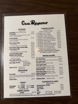 Menu photo 2 Casa Reynoso Tempe, AZ