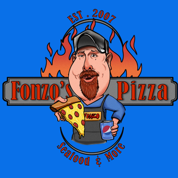 Fonzo’s - a man holding a slice of pizza - Seafood Near Me - Madison, Maine