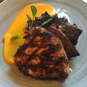 Tiffins Restaurant - Grilled swordfish with forbidden rice, tsukemono, trumpet royals, and carrot coconut purée ($42) - New American Near Me - Lake Buena Vista, Florida Tiffins Restaurant - Grilled swordfish with forbidden rice, tsukemono, trumpet royals, and carrot coconut purée ($42) - New American Near Me - Lake Buena Vista, Florida