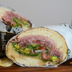 Shipwreck - First Class Upgrade Italian Ham, Mortadella, Salami, Provolone, Tomato, Red Onion, Pickled Peppers, Arugula, Vinaigrette on Toasted French
