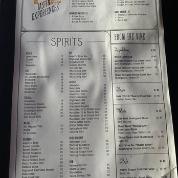 Oak & Iron - Wine and spirits menu - Cocktail Bars Near Me - Thousand Oaks, California