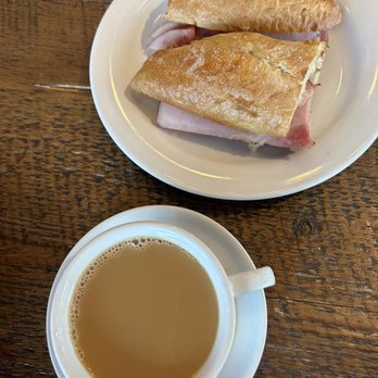 Caffè Nero - Drip Classico Ground Coffee and Ham & Cheese Baguette Sandwich - Cafes Near Me - Newton, Massachusetts