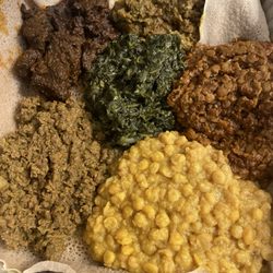 JD Bar and Restaurant - Meat and veggie combo take out (also comes with one extra injera bread)