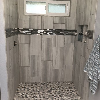 Abbey Flooring Design Center - Plumbing gets done Monday and glass doors are on order. River rock flooring in shower. - Carpeting Near Me - Elk Grove, California Abbey Flooring Design Center - Plumbing gets done Monday and glass doors are on order. River rock flooring in shower. - Carpeting Near Me - Elk Grove, California