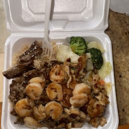 Beef and shrimp teriyaki w/ extra chicken. Beef and shrimp teriyaki w/ extra chicken.