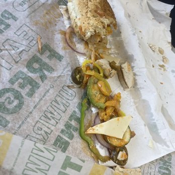 Subway - His sandwich that had all the stuff spill out - Sandwiches Near Me - Buena Park, California