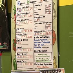 Caribbean Cuisine - This is the menu