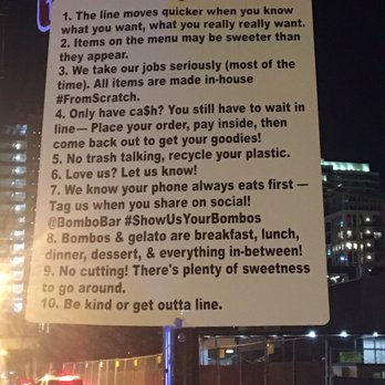 BomboBar - LINE RULES – read while you wait and follow the code - Desserts Near Me - Chicago, Illinois BomboBar - LINE RULES – read while you wait and follow the code - Desserts Near Me - Chicago, Illinois