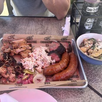 Cornerstone BBQ - Sampler platter and Brussels - Barbeque Near Me - Yucaipa, California Cornerstone BBQ - Sampler platter and Brussels - Barbeque Near Me - Yucaipa, California