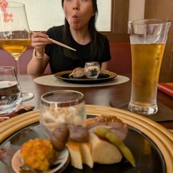 Takumi-Tei - Omakase Course 3: Hassun. Assortment of 7 seasonal ingredients. Takumi-Tei Japanese restaurant at EPCOT at Disney World. Excellent.