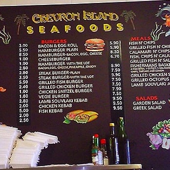 Chevron Island Seafoods - Wall Menu - Fast Food Near Me - Chevron Island, QLD Chevron Island Seafoods - Wall Menu - Fast Food Near Me - Chevron Island, QLD