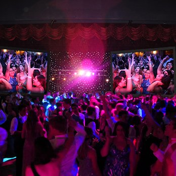Party Times - Live video projection on dual screens at prom party. - DJs Near Me Party Times - Live video projection on dual screens at prom party. - DJs Near Me