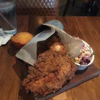 Haywire - Smoked fried chicken with creamy coleslaw and buttered cornbread - New American Near Me - Plano, Texas Haywire - Smoked fried chicken with creamy coleslaw and buttered cornbread - New American Near Me - Plano, Texas