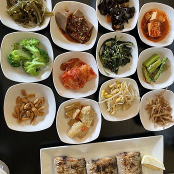 Soban - Banchan and cutlass fish - Korean Near Me - Los Angeles, California Soban - Banchan and cutlass fish - Korean Near Me - Los Angeles, California