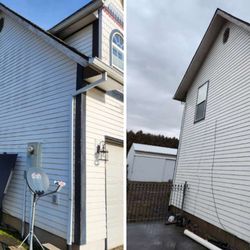 NJM Roof & Gutter Cleaning - house washing before and after