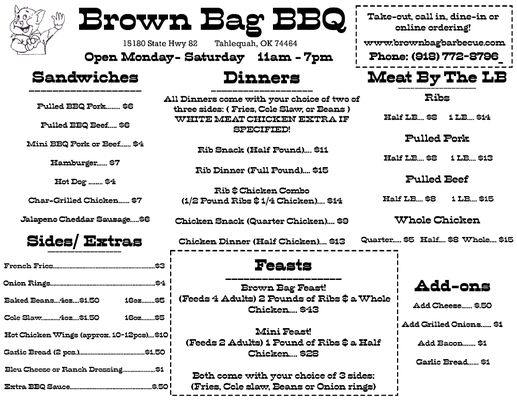Menu photo 2 Brown Bag BBQ Tahlequah, OK Menu photo 2 Brown Bag BBQ Tahlequah, OK