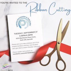 Vortex Psychiatry  - Vortex Psychiatry - City of Danville ribbon cutting.
Tuesday September 27 @ 5:30 p.m.
Come join us
www.VortexPsychiatry.com
