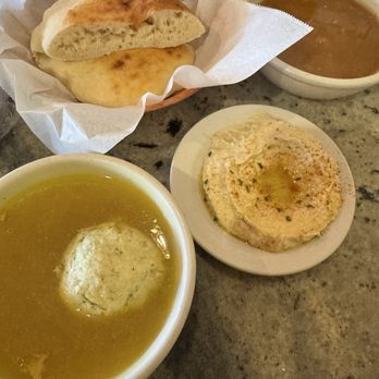 Eli's Jerusalem Grill - 8 oz. Matzah Ball Soup  8 oz. Lentil Soup Hummus 3oz (Small) No Pita - Falafel Near Me - Birmingham, Alabama