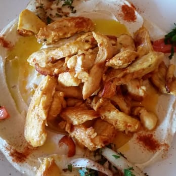 Aladdin Cafe - Chicken shawarma on hommos - Mediterranean Near Me - Casselberry, Florida