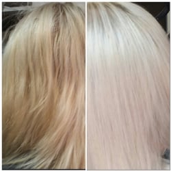 Tangerine Salon - Candi toned my hair from a golden yellow blonde i didn't care for to a pretty, cool,pale blonde. Love it!
