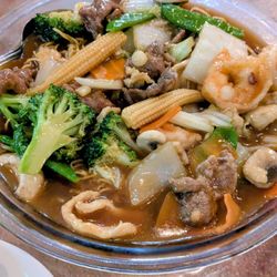 Taste of China - Crispy Noodles in delicious sauce and combo of meats and veggies