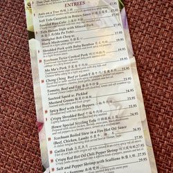 Hunan Taste Menu.
