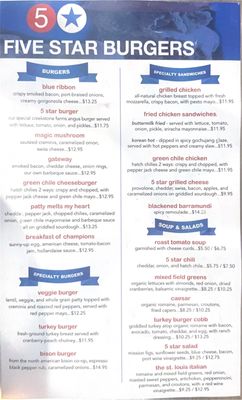 Menu photo 2 5 Star Burgers Clayton, MO Menu photo 2 5 Star Burgers Clayton, MO