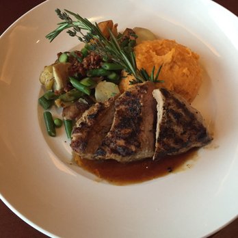 Seasons 52 - Pork cooked to perfection, sweet potatoes, veggies - New American Near Me - Raleigh, North Carolina Seasons 52 - Pork cooked to perfection, sweet potatoes, veggies - New American Near Me - Raleigh, North Carolina
