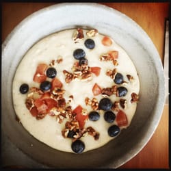 Henri Marc - Semolina porridge with quince, blueberries & walnuts. Very good.