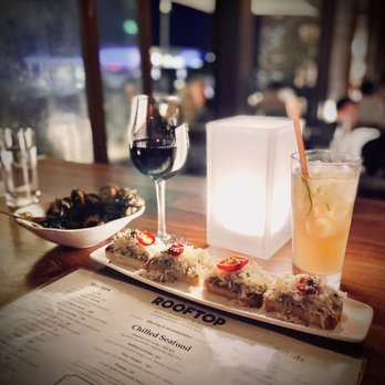 Rooftop - Crab toast and Brussels sprouts - New American Near Me - Walnut Creek, California Rooftop - Crab toast and Brussels sprouts - New American Near Me - Walnut Creek, California