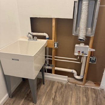 Llewellyn Plumbing - Laundry room in progress new sink plumbing and new plumbing for stackable washer/dryer - Plumbing Near Me - Spanish Fork, Utah Llewellyn Plumbing - Laundry room in progress new sink plumbing and new plumbing for stackable washer/dryer - Plumbing Near Me - Spanish Fork, Utah