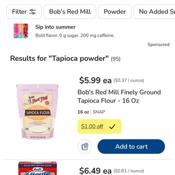 Albertsons - Bob's Red Mill Tapioca Flour $1.00 off - Grocery Near Me - Fullerton, California Albertsons - Bob's Red Mill Tapioca Flour $1.00 off - Grocery Near Me - Fullerton, California