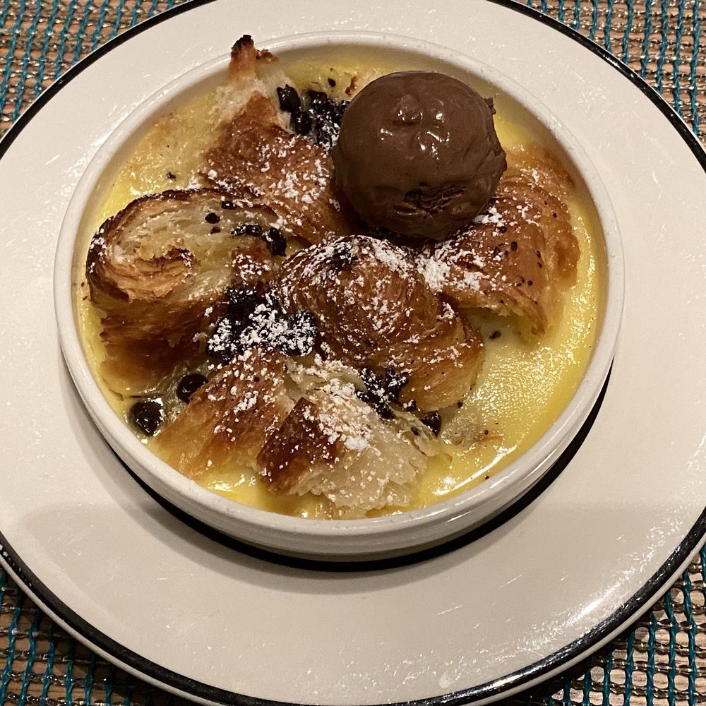 Bocanova - Warm Chocolate Croissant Bread Pudding with Mexican Chocolate Ice Cream - Latin American Near Me - Oakland, California Bocanova - Warm Chocolate Croissant Bread Pudding with Mexican Chocolate Ice Cream - Latin American Near Me - Oakland, California