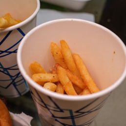 my bride couldn't wait to eat the fries, so they were half gone by the time they arrived at the house