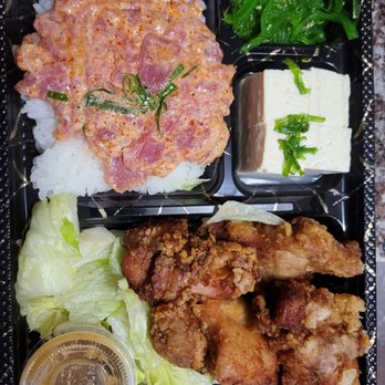 Genki Sushi - Spicy tuna with chicken karaage bento - Sushi Bars Near Me - Honolulu, Hawaii