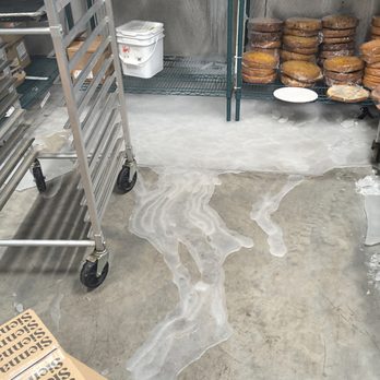 Apple Annie's - Ice where water leaks in the cooler, which is a fall hazard for employees. - Desserts Near Me - White Hall, West Virginia