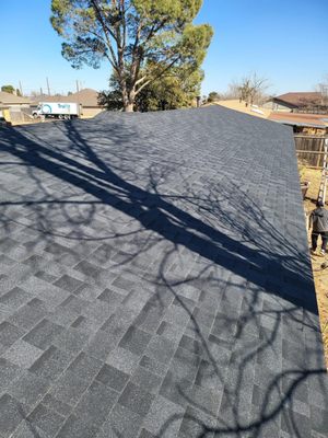 Roofing - This was a complete roof replacement, starting with the demo. Replaced plywood where needed and added shingles and fascia board in 5 hours!