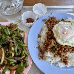 Market Hall West End - Chicken krapow, greens.