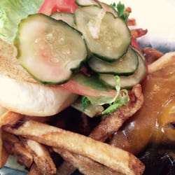 Slick's Burgers - BBQ burger with cheddar cheese and bacon.