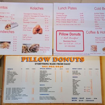 Pillow Donuts - a menu for a doughnut shop - Donuts Near Me - Flowood, Mississippi