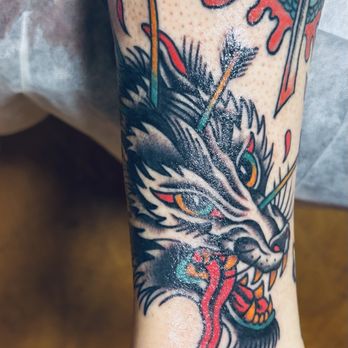Classic Tattoo - Wolf head done by the Vanilla panther - Tattoo Near Me - Las Vegas, Nevada Classic Tattoo - Wolf head done by the Vanilla panther - Tattoo Near Me - Las Vegas, Nevada