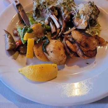 Soule Domain - Rack of Lamb Chops with vegetables and wild rice - $42 - New American Near Me - Kings Beach, California