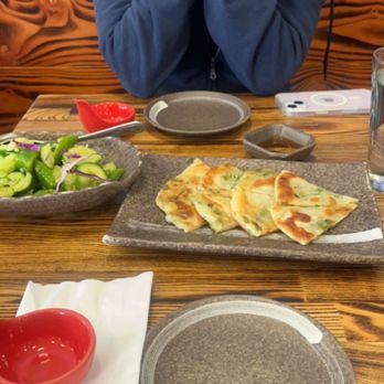 Dumpling Home - Scallion Green Onion Pancake and Fresh Cucumber! Was really good look how thin Green Onion Pancake is! - Dim Sum Near Me - San Francisco, California