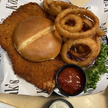Kozak's Laketown Grill - Pork tenderloin w/onion rings - New American Near Me - Smithville, Missouri