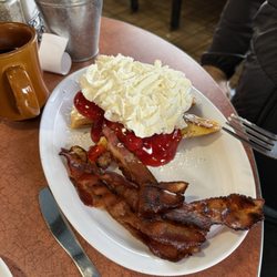 Little Diner Xpress - Stuffed French toast! The bacon was cooked perfectly!