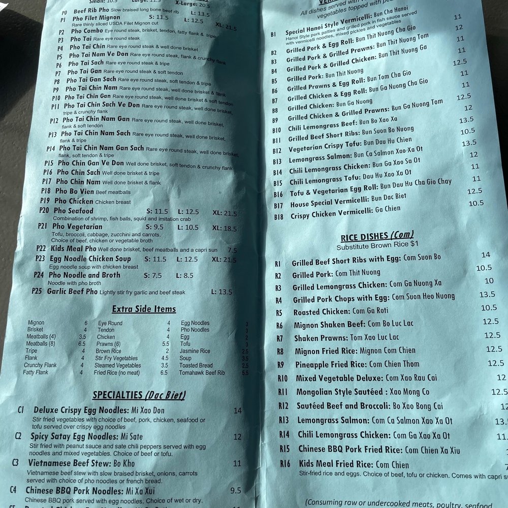 Pho Mignon - Menu - Vietnamese Near Me - Kirkland, Washington Pho Mignon - Menu - Vietnamese Near Me - Kirkland, Washington