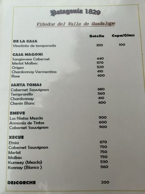 Menu photo 1 Patagonia 1829 Rosarito, BCN