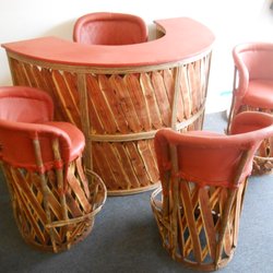 Tocayo Imports - Equipales bar set w/matching bar stools, brick red